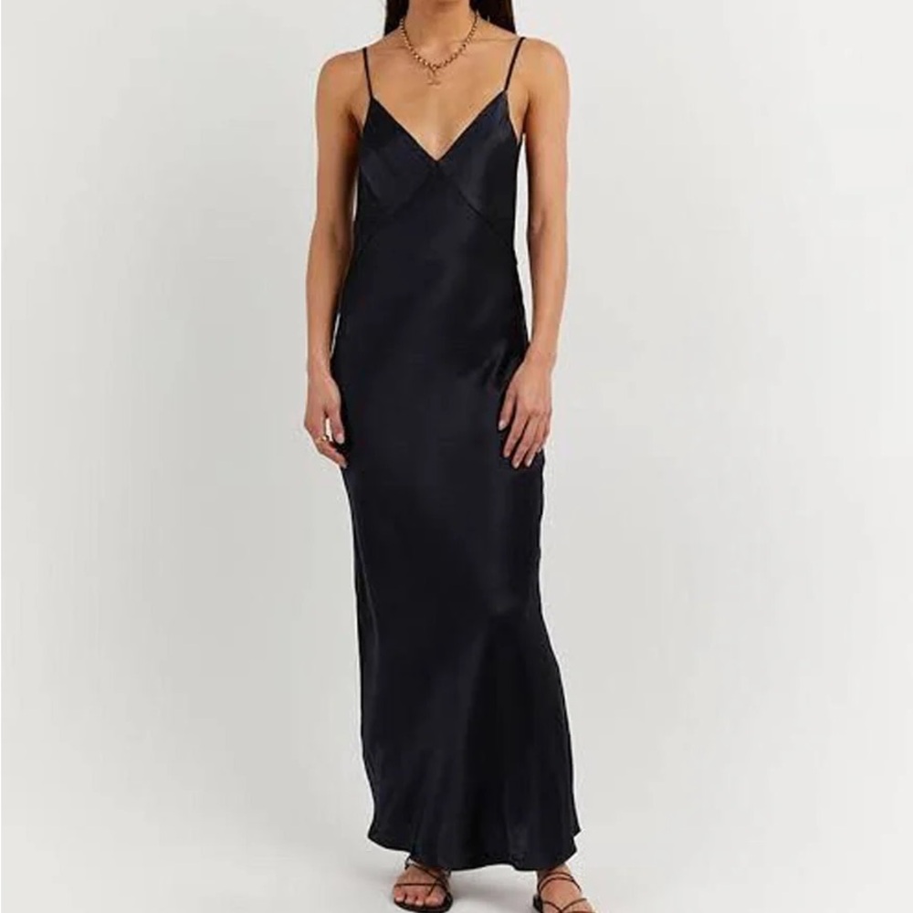 DISSH Simone Navy Satin Slip Dress